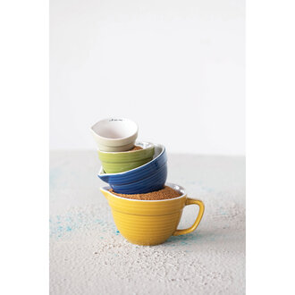 Creative Co-op Stoneware, Set of 4 Styles Mug, Multicolored