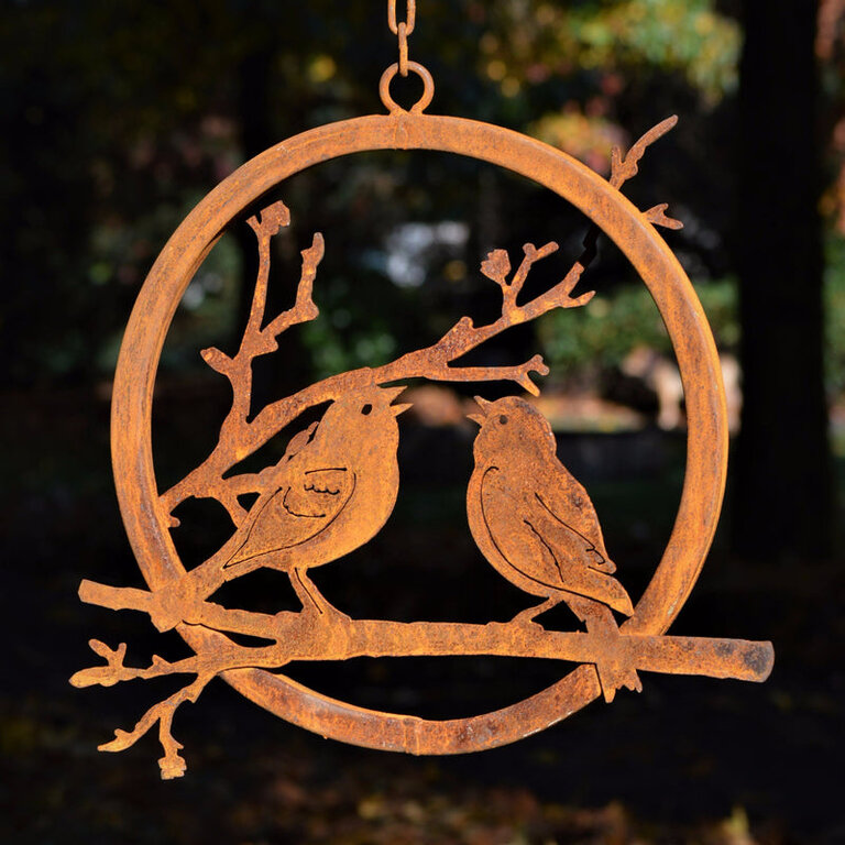 Rusty Birds Lovebirds on a Branch Ring