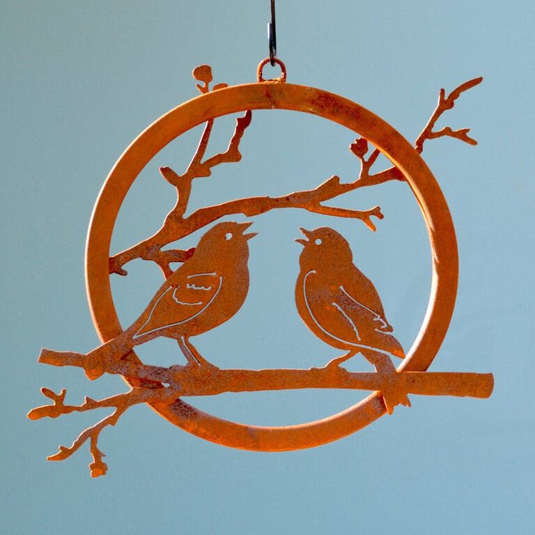 Rusty Birds Lovebirds on a Branch Ring