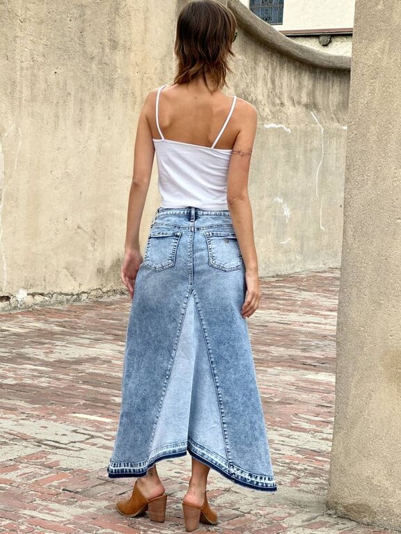 WASH LAB Wash Lab Selma Denim Maxi Skirt