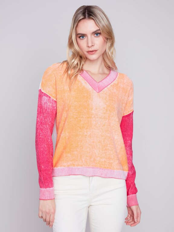 Charlie B Charlie B Cotton Colorblock Sweater