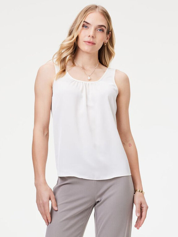 NIC+ZOE Nic+Zoe Satin Chiffon Scoop Tank