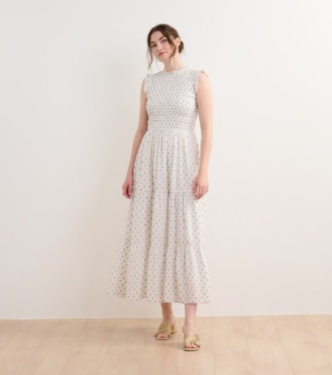 Hatley Women smocked maxi dress - navy spots