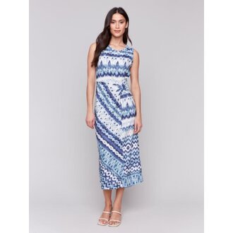 Charlie B Charlie B C3206 Sleeveless Cotton Dress w Knot