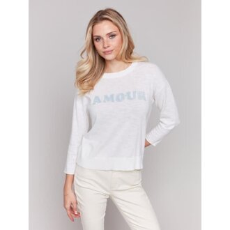 Charlie B Charlie B C2799 Denim Patch Sweater