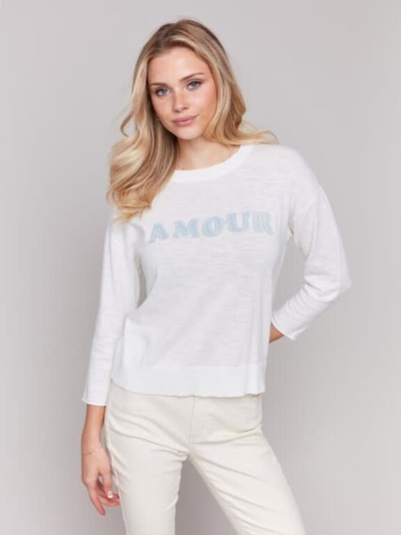 Charlie B Charlie B C2799 Denim Patch Sweater