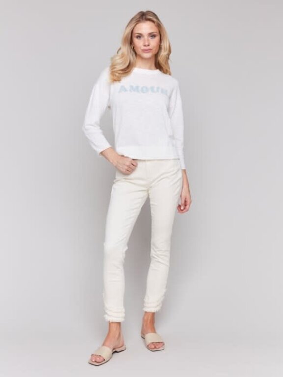 Charlie B Charlie B C2799 Denim Patch Sweater