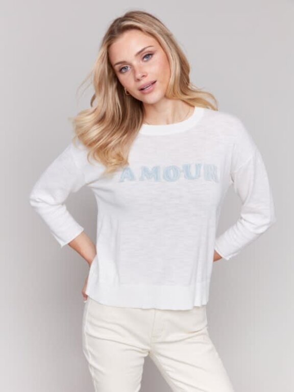 Charlie B Charlie B C2799 Denim Patch Sweater