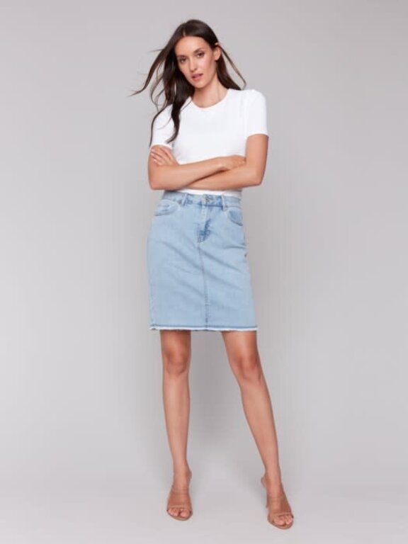 Charlie B Charlie B C7042T Denim Skort w Fray