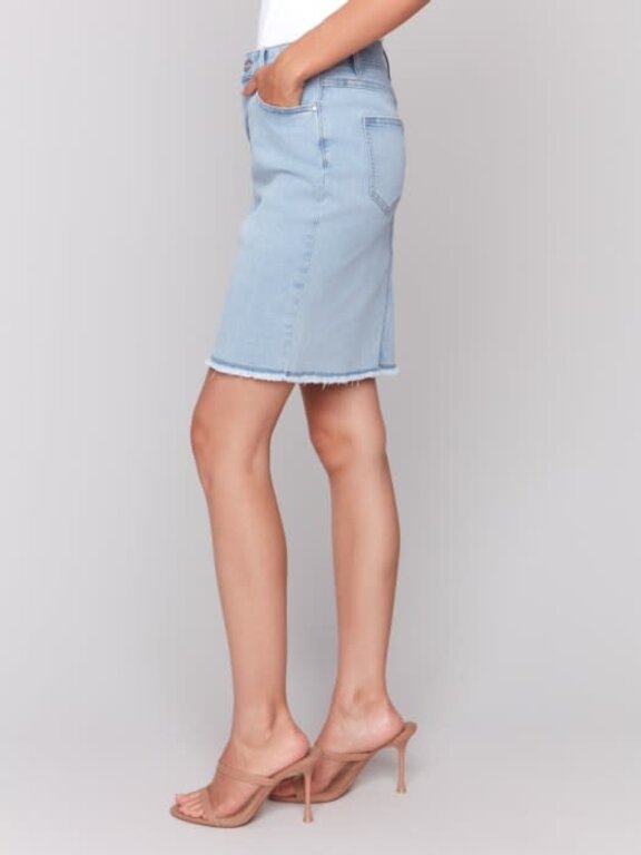 Charlie B Charlie B C7042T Denim Skort w Fray