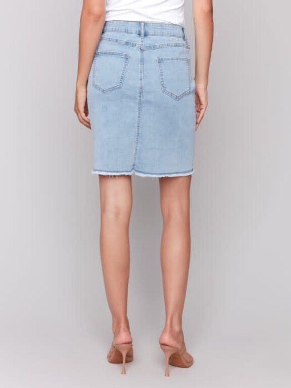 Charlie B Charlie B C7042T Denim Skort w Fray
