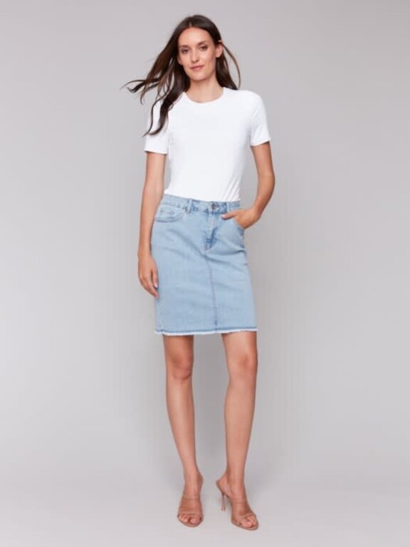Charlie B Charlie B C7042T Denim Skort w Fray