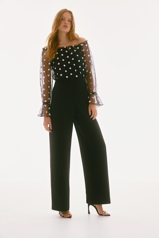 Joseph Ribkoff Joseph Ribkoff 251708 Dot Mesh  Jumpsuit
