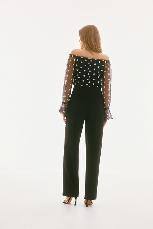 Joseph Ribkoff Joseph Ribkoff 251708 Dot Mesh  Jumpsuit