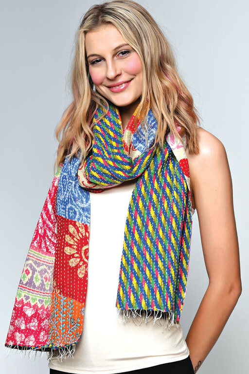 Sevya Handmade Sevya patchwork Kantha Cotton Scarf