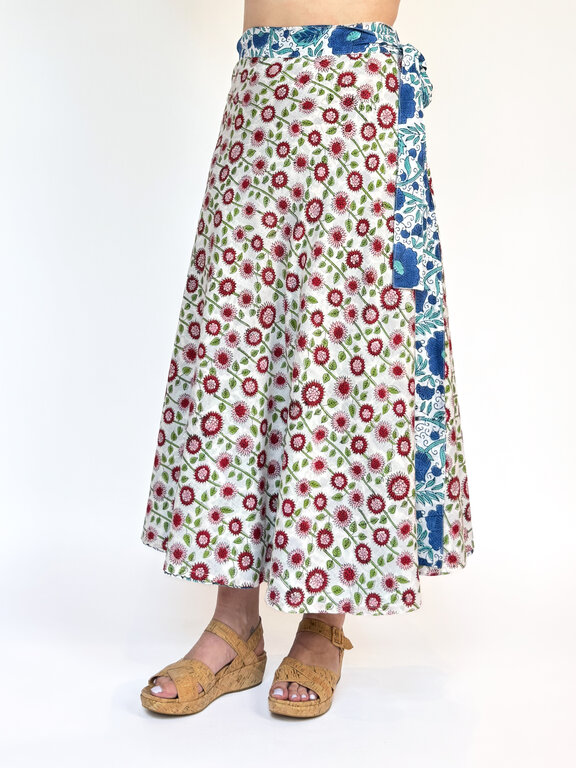 Rustic Passport Reversible Wrap Skirt Long