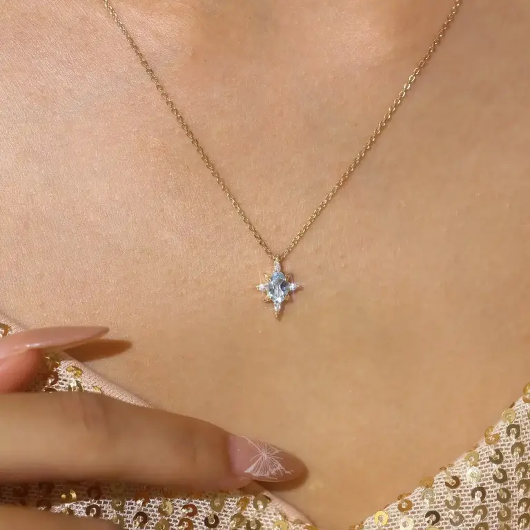 Azura Jewlery Blue Topaz Ocean Star Necklace