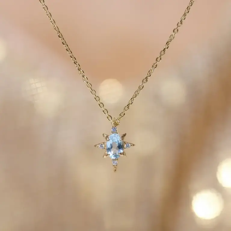 Azura Jewlery Blue Topaz Ocean Star Necklace