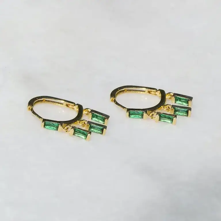 Native Gem Floating Emerald Huggies