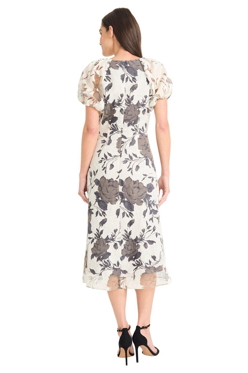 Maggy London Gray & Ivory Floral Dress