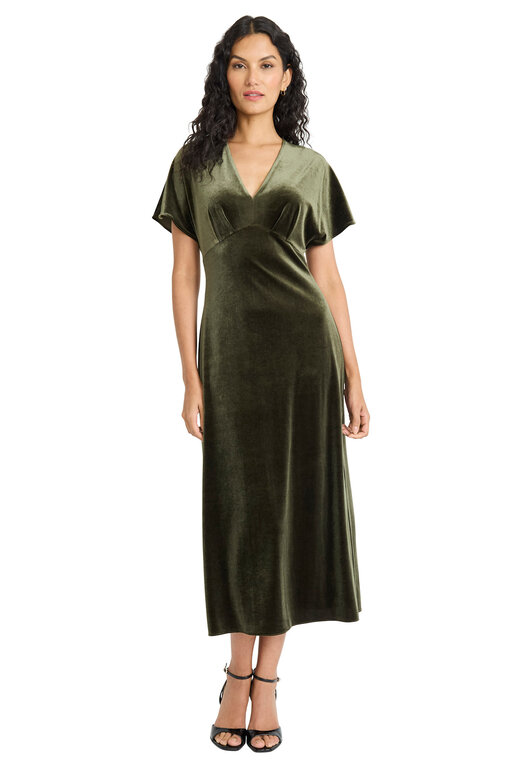 Maggy London Velvet V Neck Dress