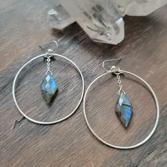 Leo Eleven Jewelry Labradorite Hoop Earrings