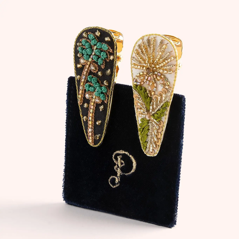 Powder Jeweled Hair Clips