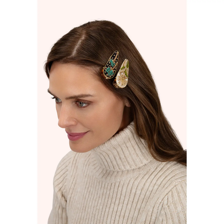Powder Jeweled Hair Clips