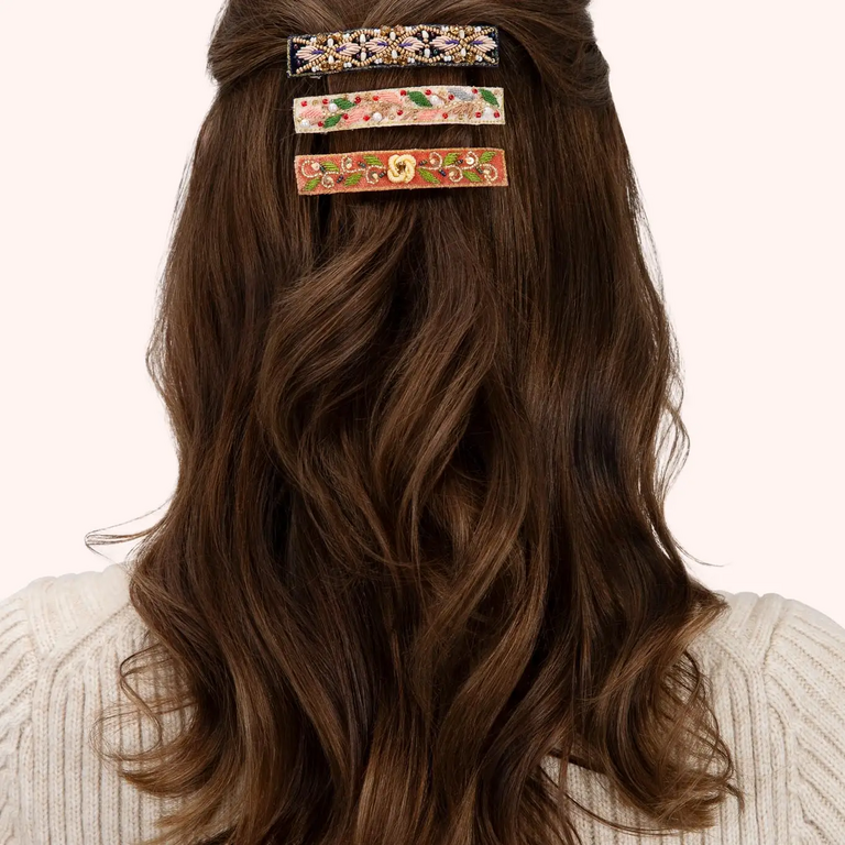 Powder Tangerine Floral Barette