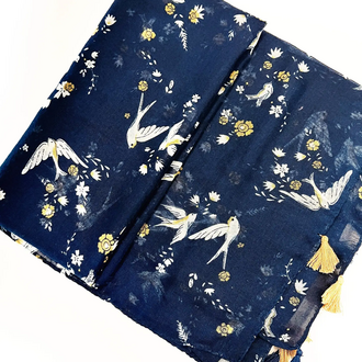 Studio Hop Studio Hop Swallow Bird Meadow Flowers Scarf