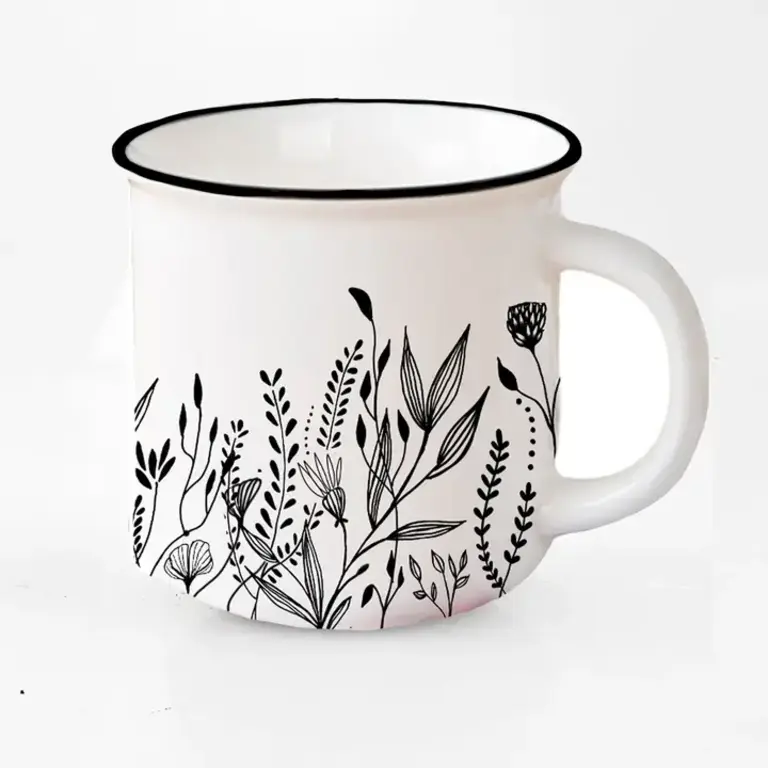 Artsy Em Artsy Em Black White Floral Mug