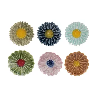 Creative Co-op CCOP  6.5" Stoneware Flower Round Dish