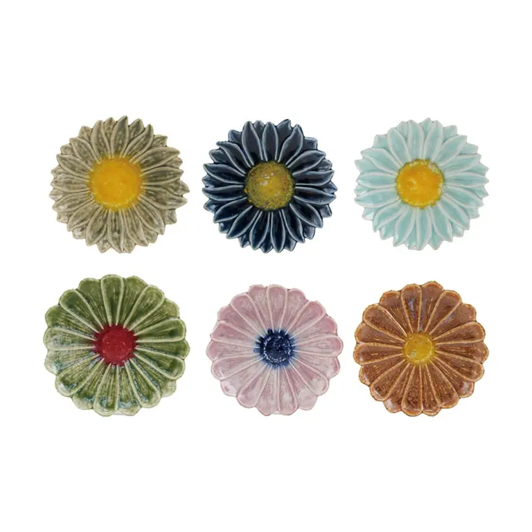 Creative Co-op CCOP  DG1184A 6.5" Stoneware Flower Round Dish
