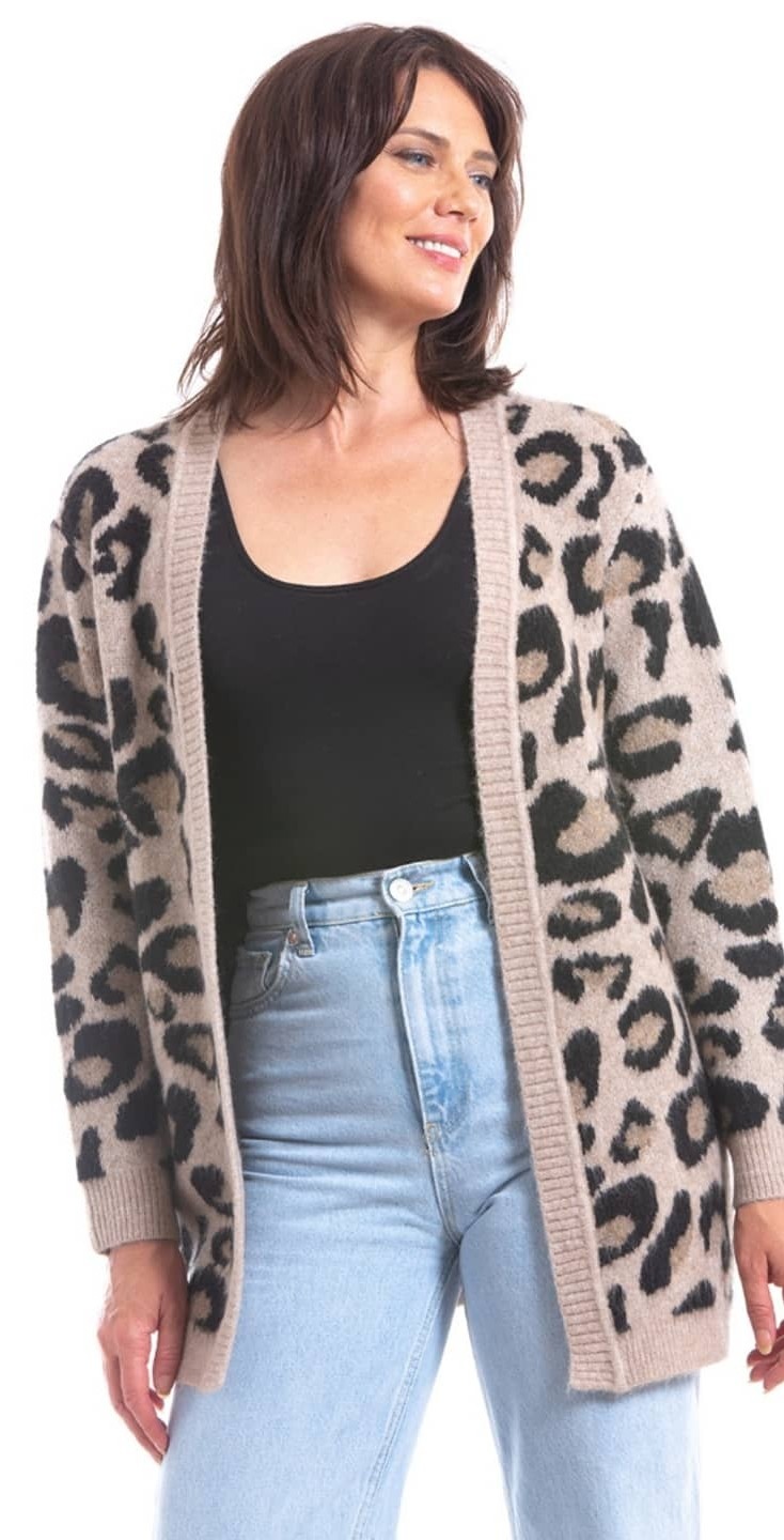 short leopard print cardigan