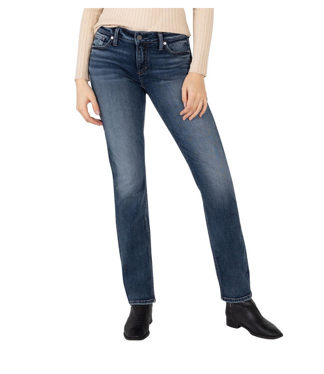 Mid-rise straight jeans