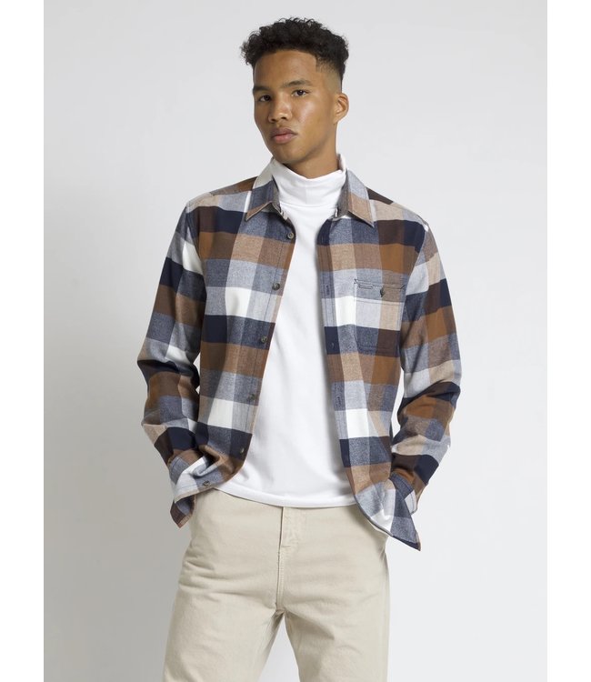 SEVERN  SEMI-FIT COTTON BRUSHED CHECKERED FLANNEL SHIRT