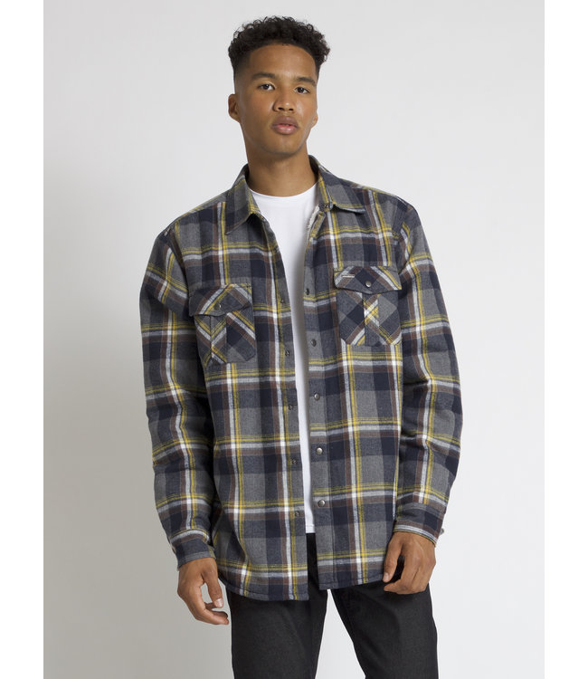 POINT ZERO CHECKERED SEMI-FIT OVER-SHIRT WITH FLEECE