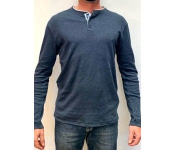 LONG SLV WAFFLE JAQUARD HENLEY