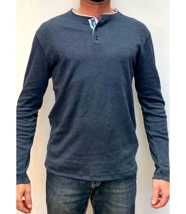 Long Sleeve Waffle Jacquard Henley