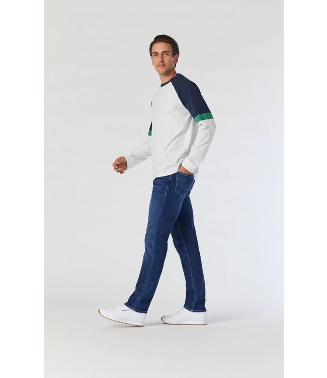 ZACH STRAIGHT LEG JEANS IN DARK USED BRUSHED FEATHER BLUE