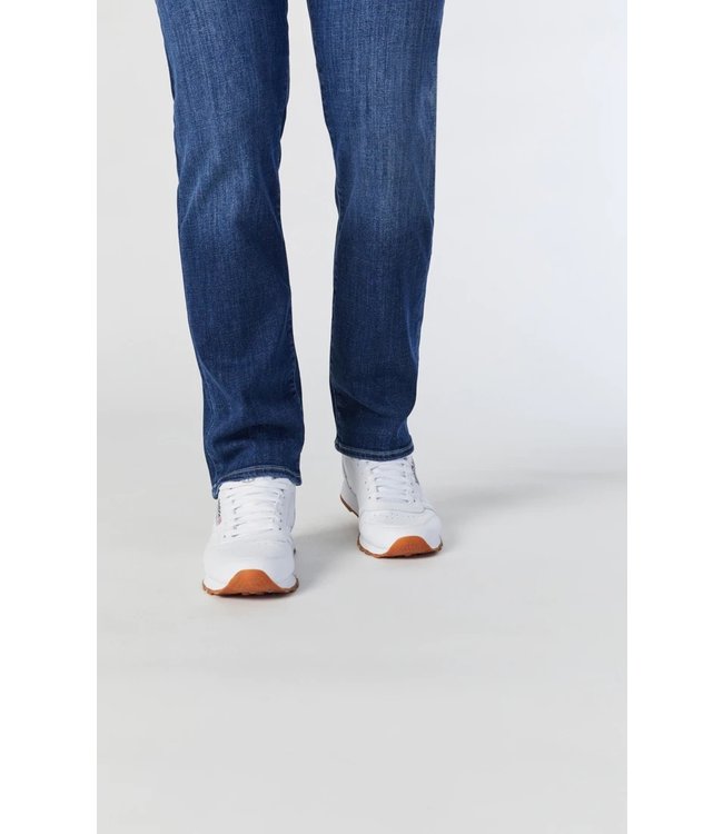 ZACH STRAIGHT LEG JEANS IN DARK USED BRUSHED FEATHER BLUE