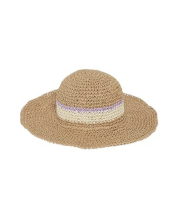 Sun Hat with purple and Beige  detail