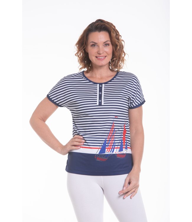 Short Sleeve Top with Sailboat Detail