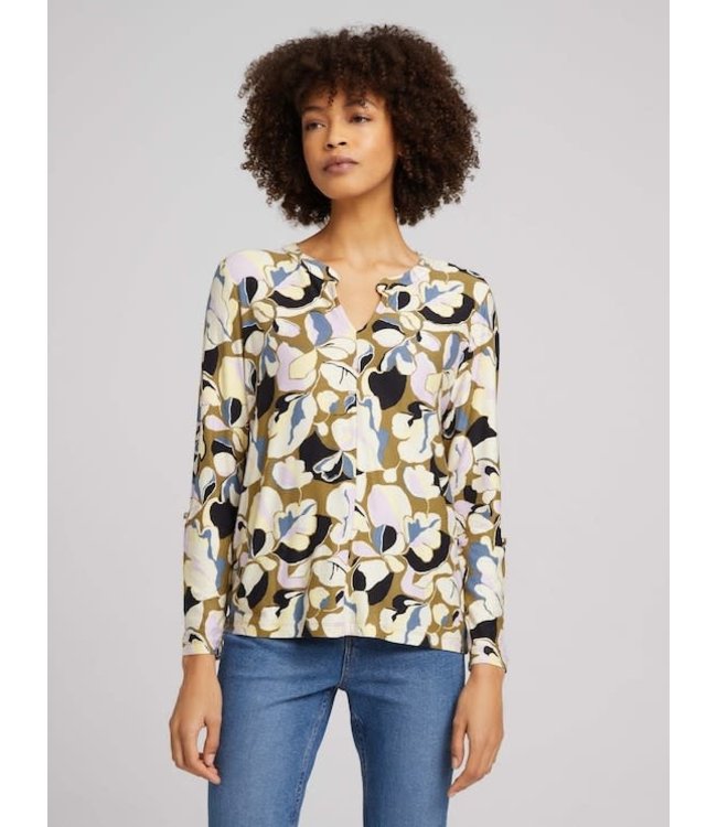 TOM TAILOR PATTERNED BLOUSE W/ TURN UP SLEEVE