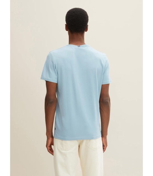 TOM TAILOR 100% Cotton Basic V Neck T-shirt Cloud Blue