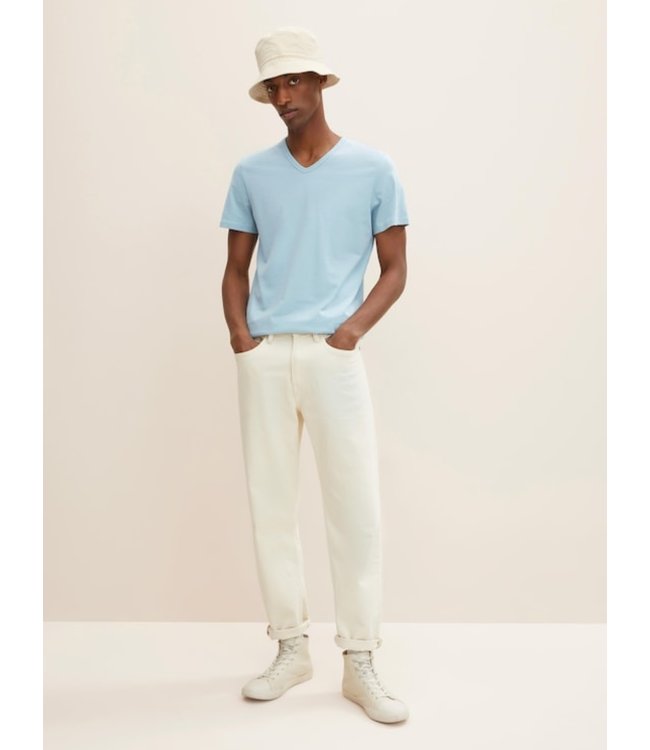 TOM TAILOR 100% Cotton Basic V Neck T-shirt Cloud Blue