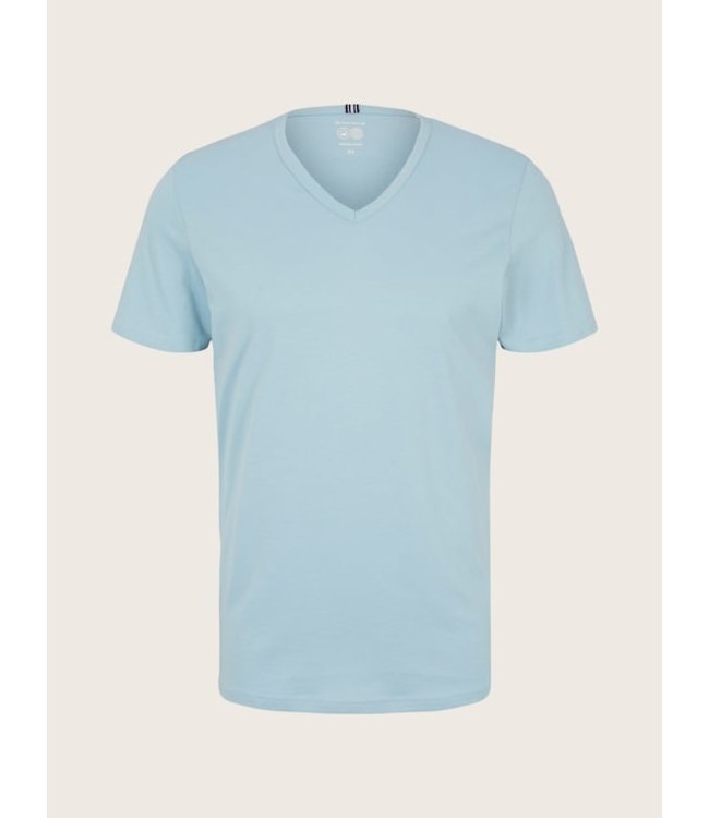 TOM TAILOR 100% Cotton Basic V Neck T-shirt Cloud Blue