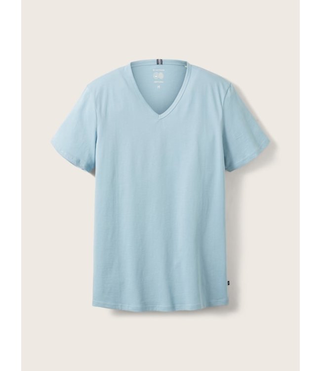TOM TAILOR 100% Cotton Basic V Neck T-shirt Cloud Blue