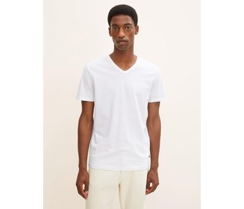 TOM TAILOR 100% Cotton Basic V Neck T-shirt White