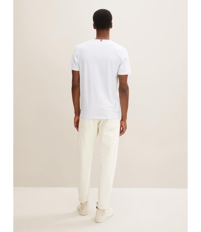 TOM TAILOR 100% Cotton Basic V Neck T-shirt White